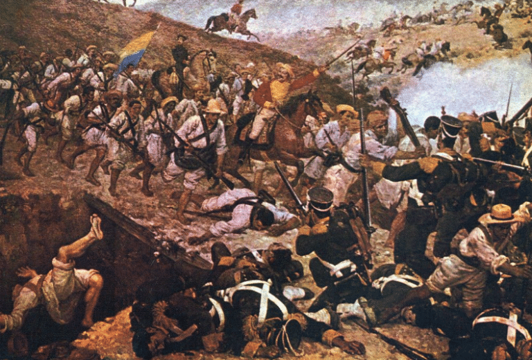 A painting of the Battle of Boyacá.